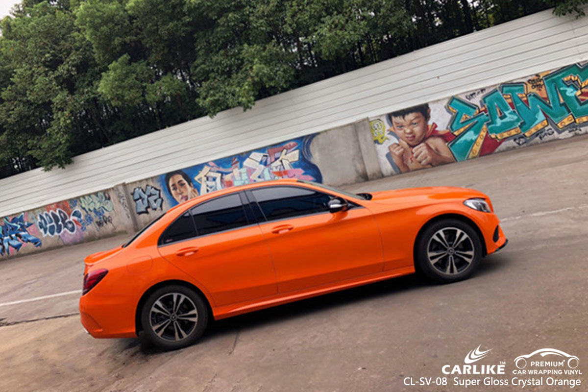 CARLIKE CL-SV-08 super gloss crystal orange car wrap vinyl for Mercedes-Benz
