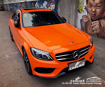 CL-SV-08 Mercedes-Benz için süper parlak kristal turuncu araba sarma vinil