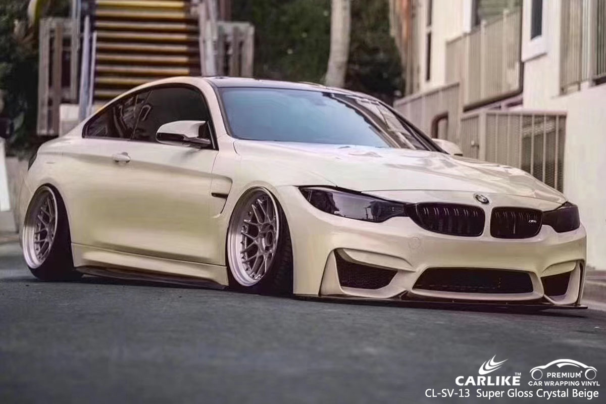 CARLIKE CL-SV-13 super gloss crystal beige car wrap vinyl for BMW