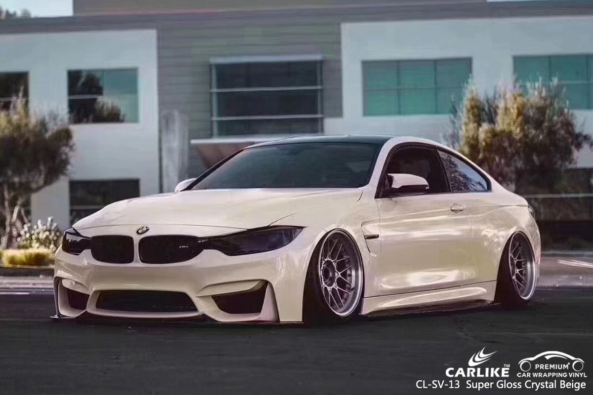 CARLIKE CL-SV-13 super gloss crystal beige car wrap vinyl for BMW