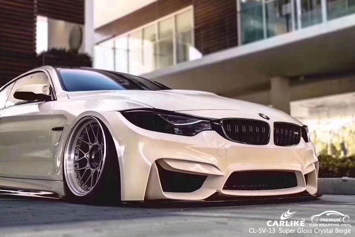 CARLIKE CL-SV-13 super gloss crystal beige car wrap vinyl for BMW