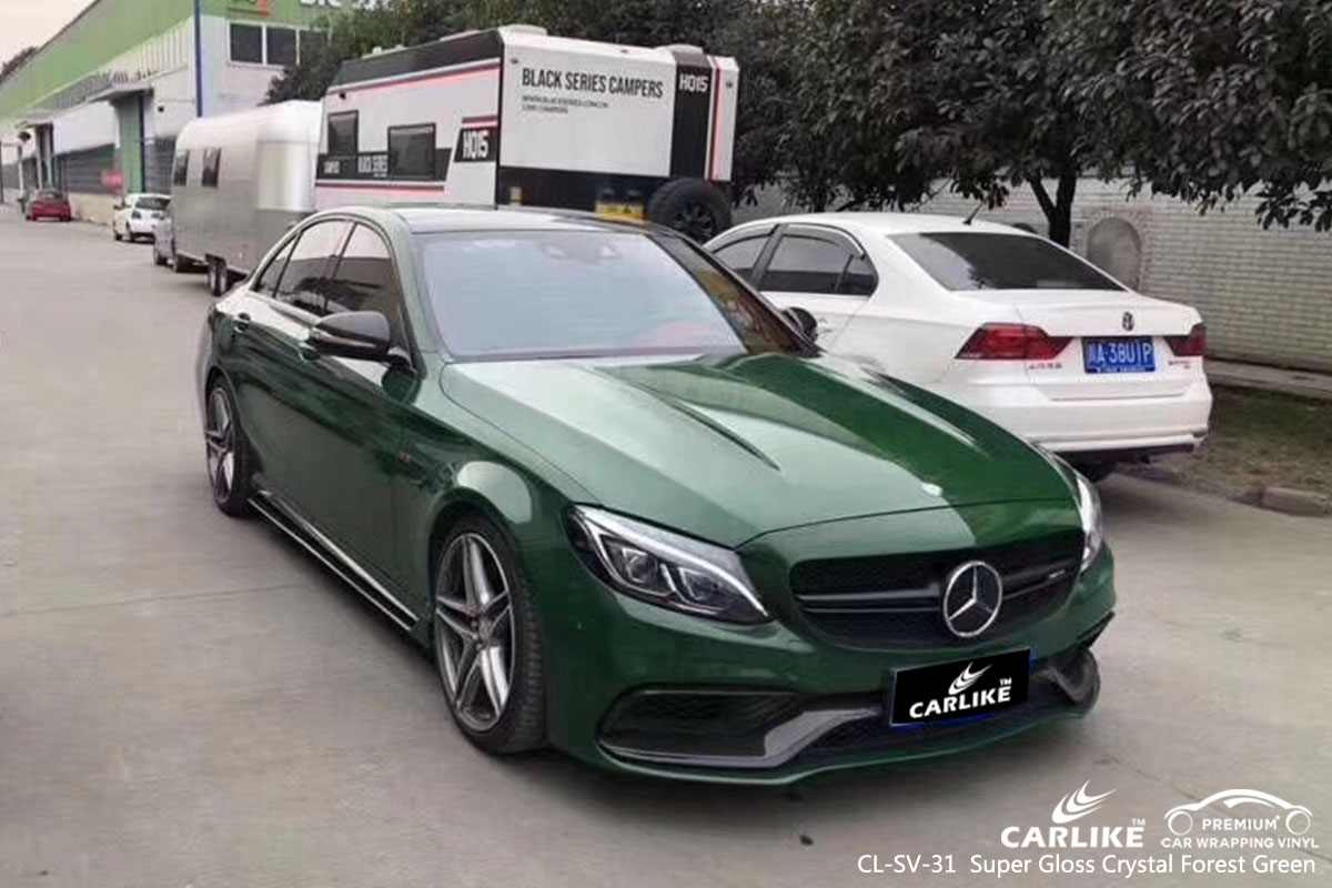 CARLIKE CL-SV-31 super gloss crystal forest green car wrap vinyl for Mercedes-Benz