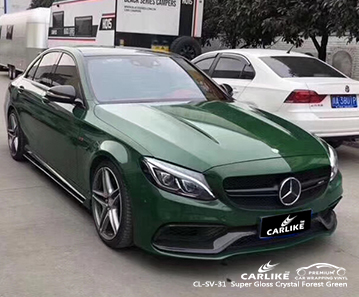 CL-SV-31 Süper parlak kristal orman yeşil araba sarma vinil Mercedes-Benz