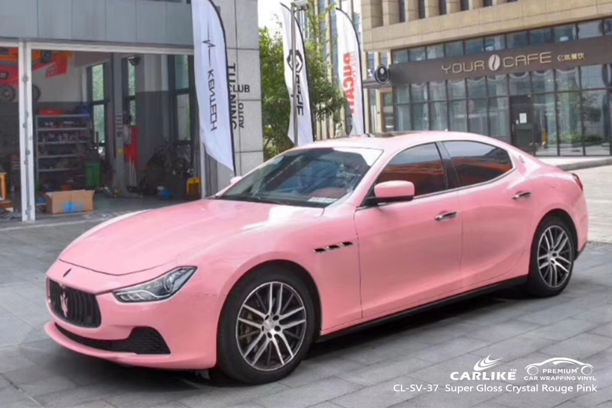 CARLIKE CL-SV-37 super gloss crystal rouge pink car wrap vinyl for Maserati