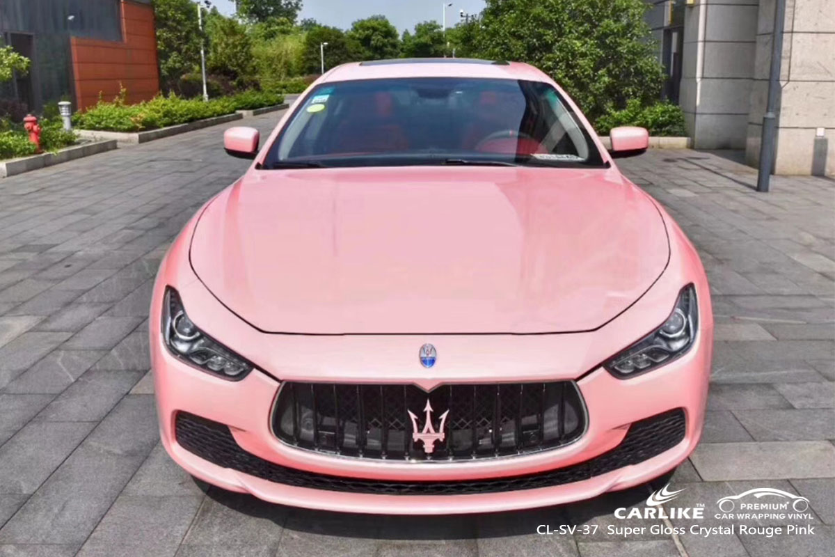 CARLIKE CL-SV-37 super gloss crystal rouge pink car wrap vinyl for Maserati
