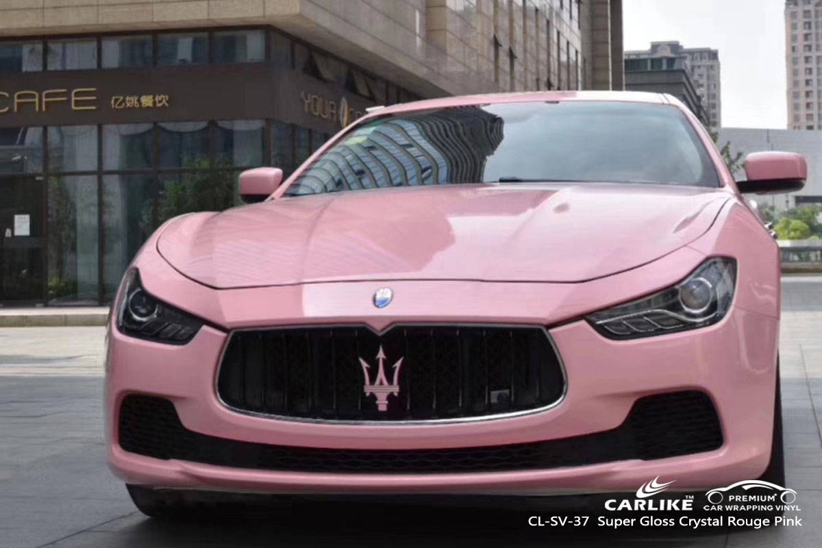 CARLIKE CL-SV-37 super gloss crystal rouge pink car wrap vinyl for Maserati