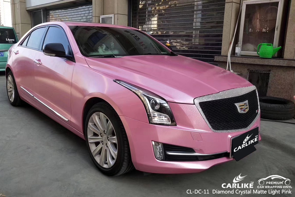 CARLIKE CL-DC-11  Diamond Crystal Matte Light Pink car wrap vinyl for Cadillac