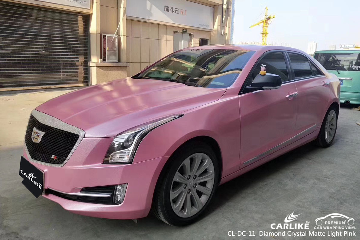 CARLIKE CL-DC-11  Diamond Crystal Matte Light Pink car wrap vinyl for Cadillac