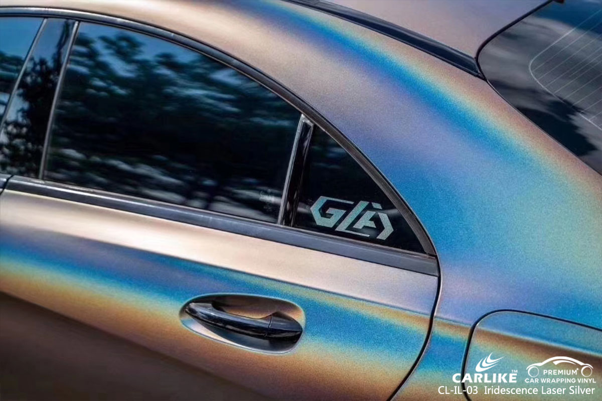 CARLIKE CL-IL-03 Iridescence Laser Silver car wrap vinyl for Porsche