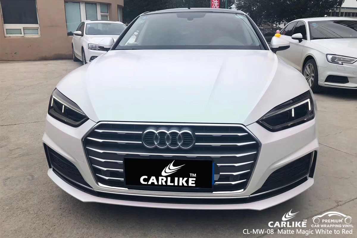 CARLIKE CL-MW-08 matte white to red car wrap vinyl for Audi