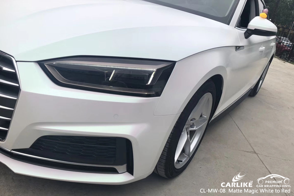 CARLIKE CL-MW-08 matte white to red car wrap vinyl for Audi