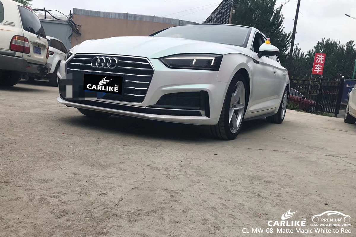 CARLIKE CL-MW-08 matte white to red car wrap vinyl for Audi