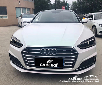 CL-MW-08 ماتي أبيض إلى أحمر التفاف السيارة الفينيل ل AUDI