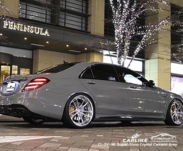 CL-SV-04 سوبر لامعة كريستال أسمنت رمادي سيارة التفاف الفينيل