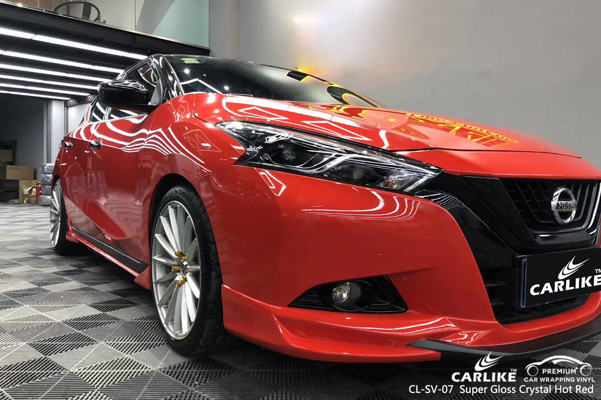 CL-SV-07 Super Gloss Crystal Hot Red car wrap vinyl for Nissan