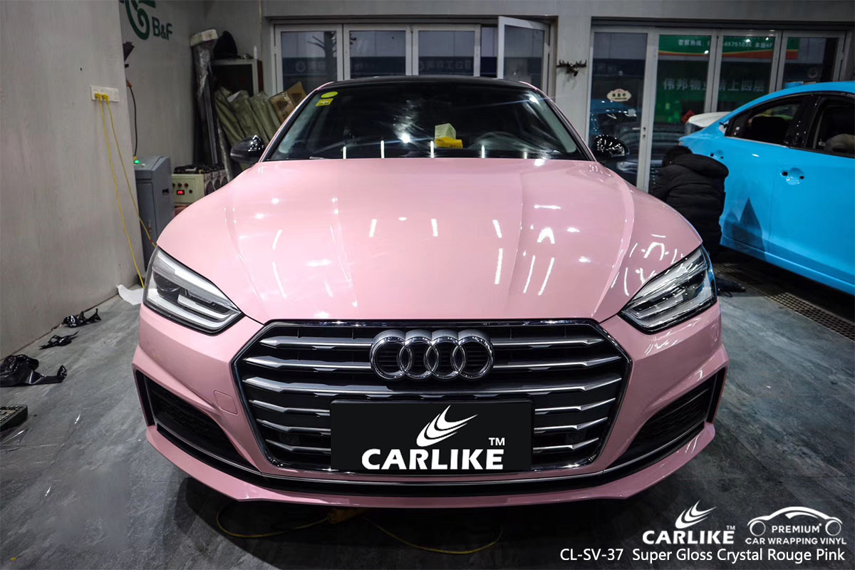 CARLIKE CL-SV-37 Super Gloss Crystal Rouge Pink car wrap vinyl for Audi 