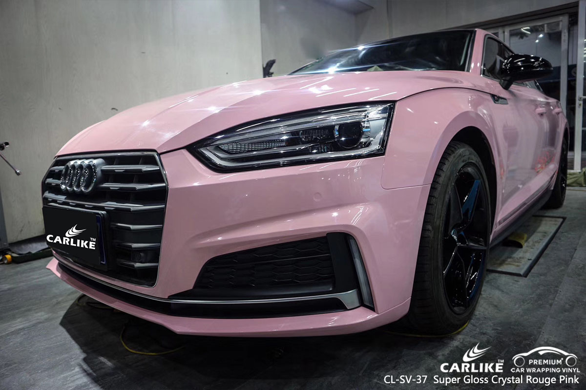 CARLIKE CL-SV-37 Super Gloss Crystal Rouge Pink car wrap vinyl for Audi 