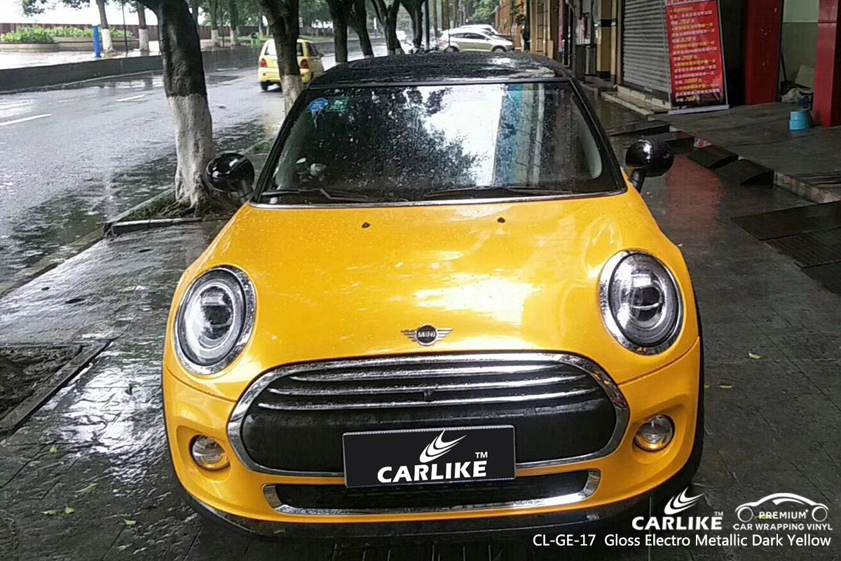  CL-GE-17  Gloss Electro Metallic Dark Yellow car wrap vinyl for Mini