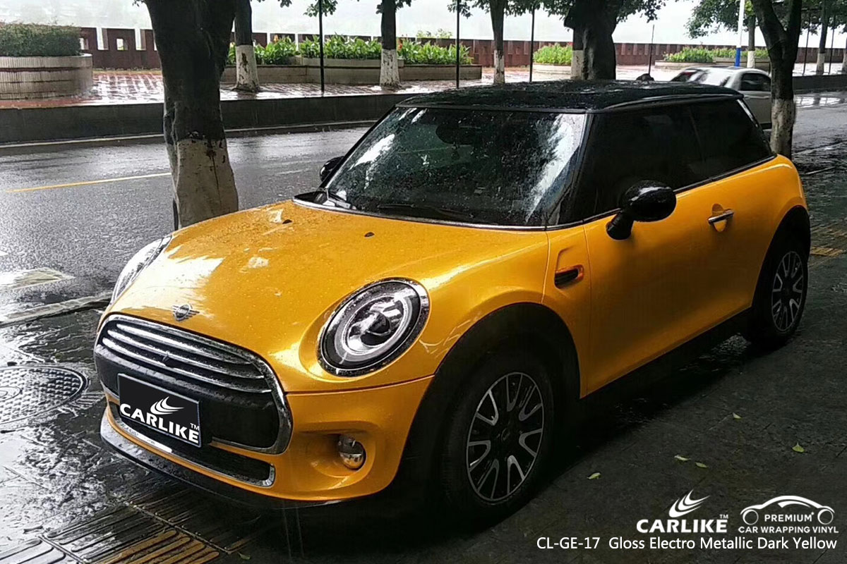 CARLIKE CL-GE-17  Gloss Electro Metallic Dark Yellow car wrap vinyl for Mini