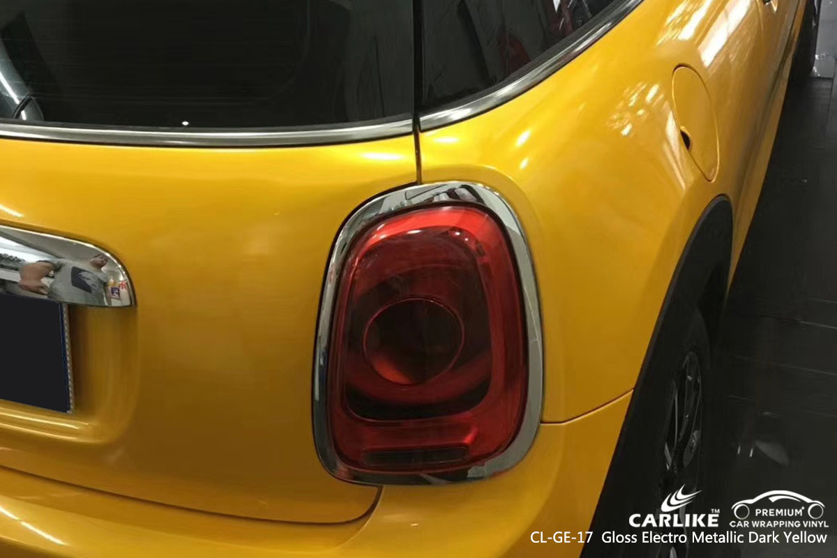 CARLIKE CL-GE-17 Gloss Electro Metallic Dark Yellow car wrap vinyl for Mini