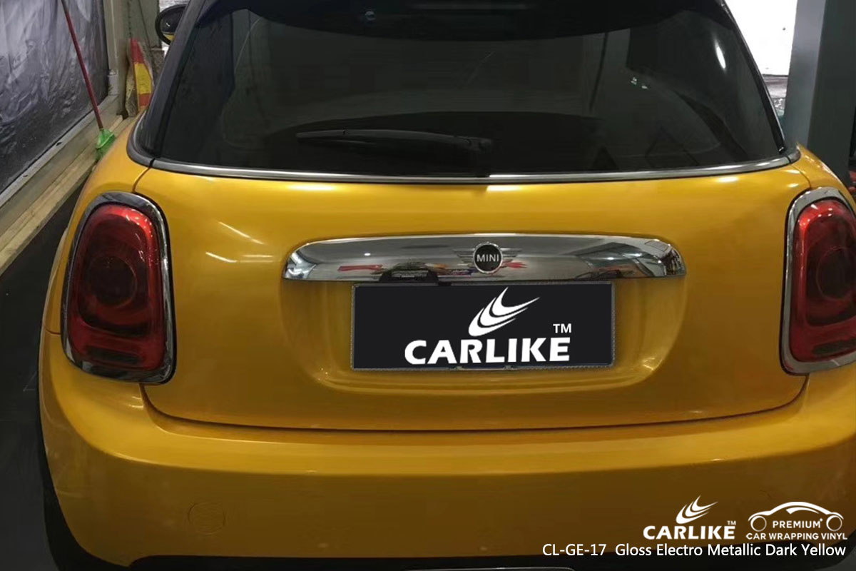 CARLIKE CL-GE-17  Gloss Electro Metallic Dark Yellow car wrap vinyl for Mini