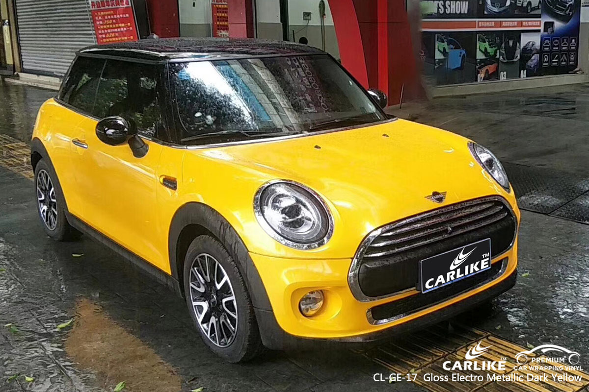 CARLIKE CL-GE-17  Gloss Electro Metallic Dark Yellow car wrap vinyl for Mini