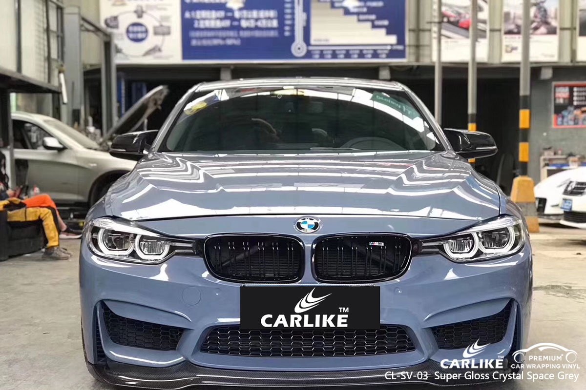 CARLIKE CL-SV-03 Super Gloss Crystal Space Grey car wrap vinyl for BMW