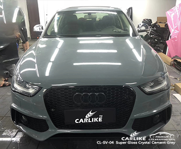 CL-SV-04 سوبر لامعة كريستال أسمنت رمادي   التفاف السيارة الفينيل لأودي