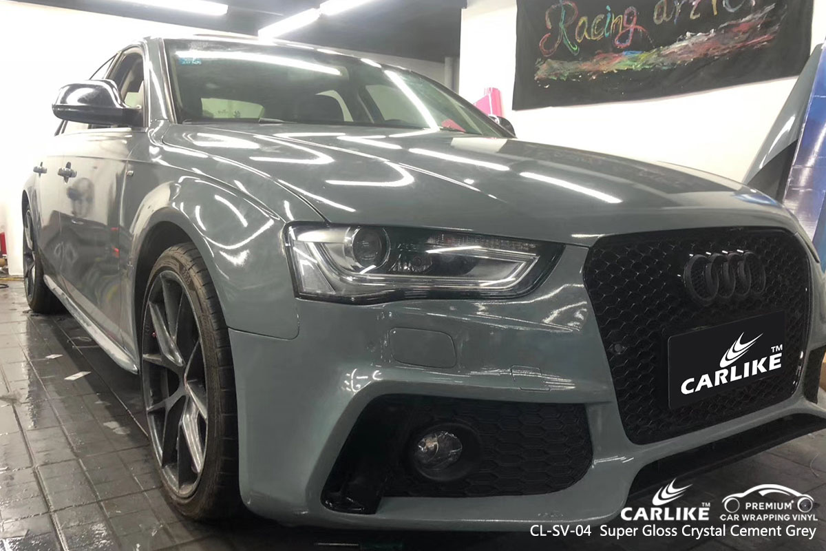 CARLIKE CL-SV-04 Super Gloss Crystal Cement Grey car wrap vinyl for Audi