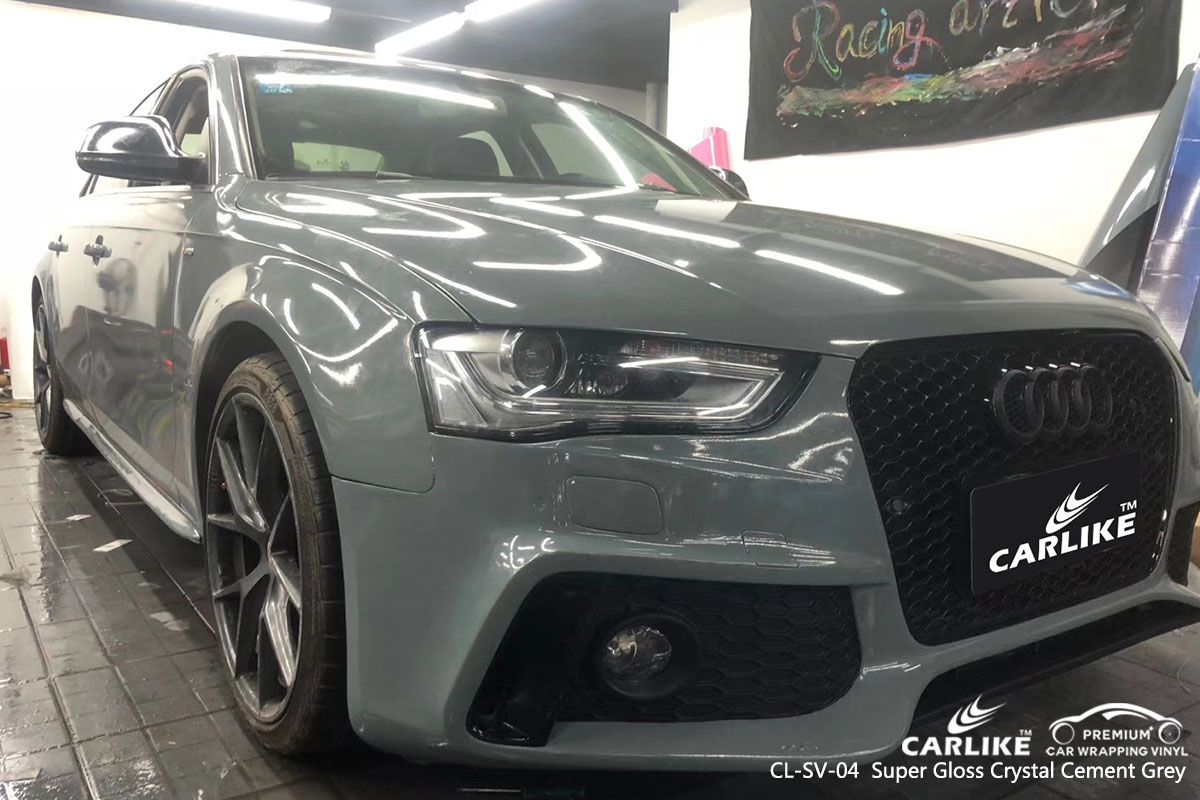  CARLIKE CL-SV-04 Super Gloss Crystal Cement Grey car wrap vinyl for Audi 