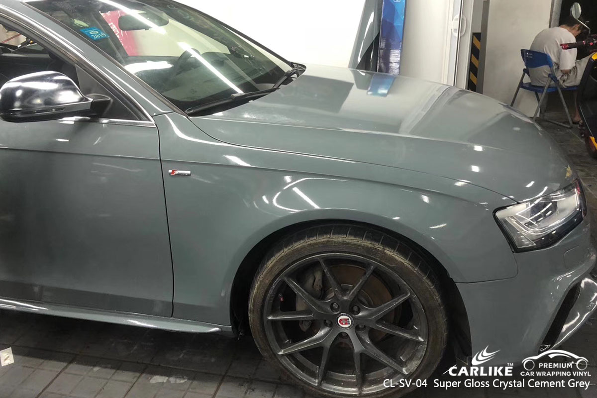 CARLIKE CL-SV-04 Super Gloss Crystal Cement Grey car wrap vinyl for Audi