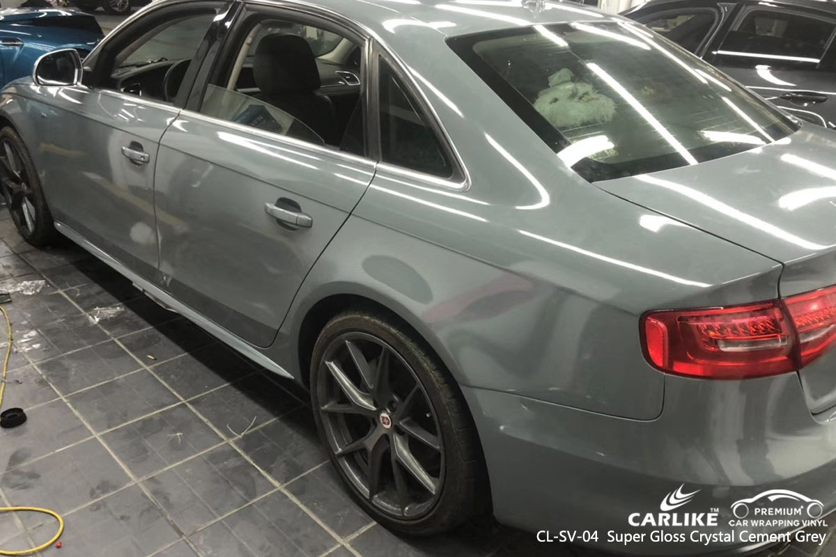 CARLIKE CL-SV-04 Super Gloss Crystal Cement Grey car wrap vinyl for Audi