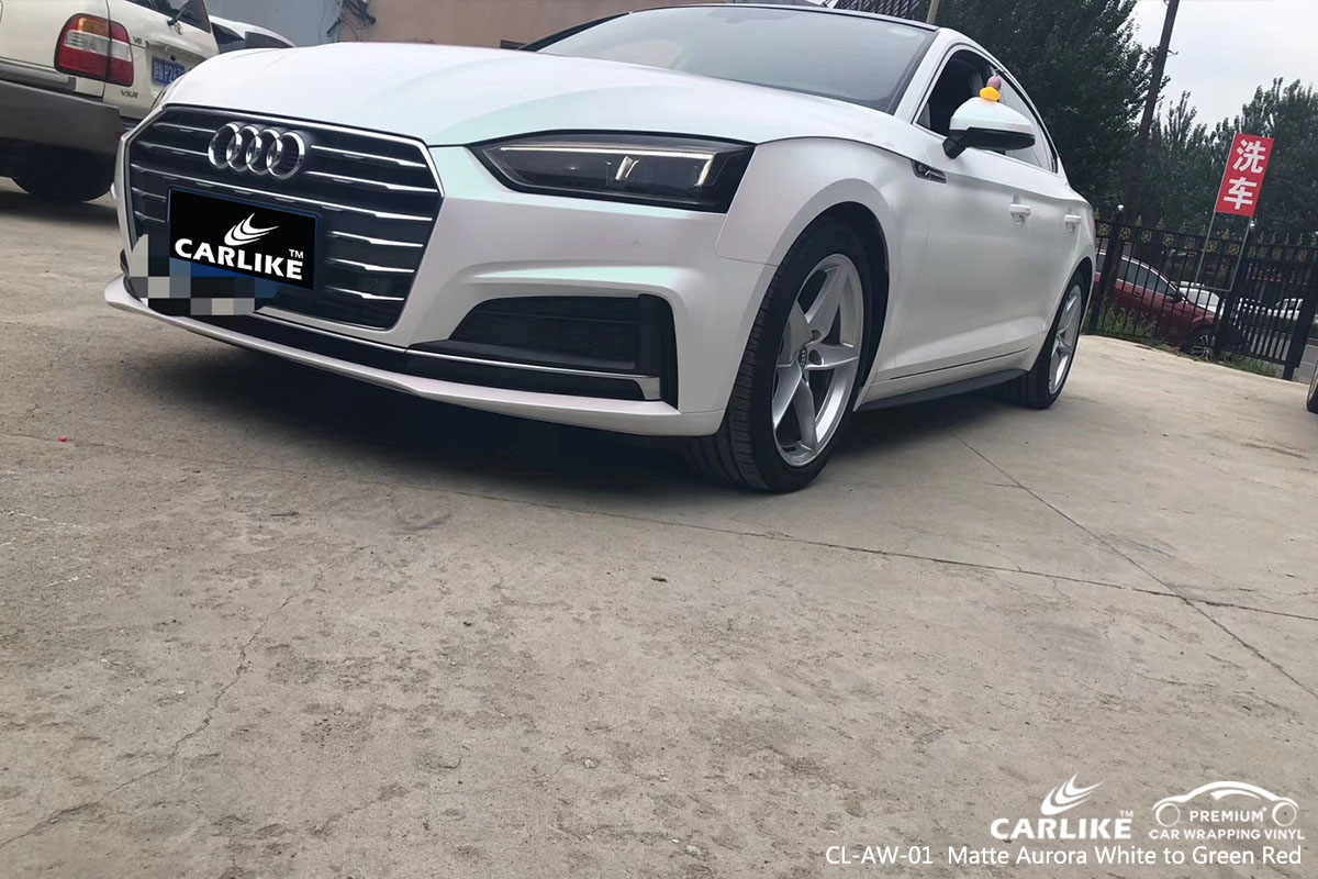 CARLIKE CL-AW-01 Matte Aurora White to Green Red car wrap vinyl for Audi