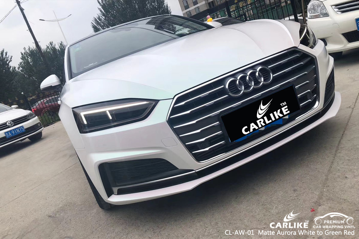 CARLIKE CL-AW-01 Matte Aurora White to Green Red car wrap vinyl for Audi