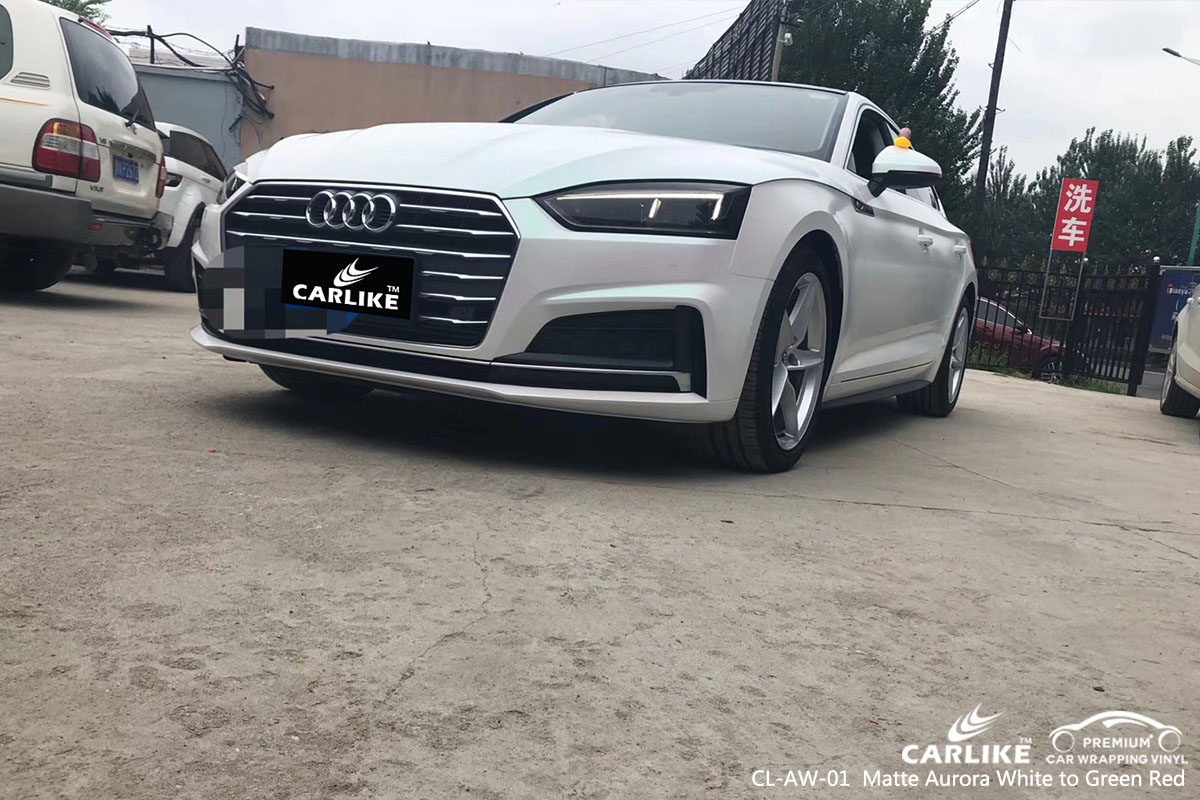 CARLIKE CL-AW-01 Matte Aurora White to Green Red car wrap vinyl for Audi