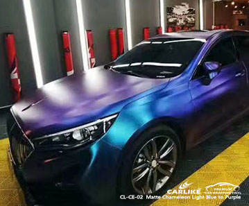 CL-CE-02 chameleon light blue to purple car wrap vinyl for hong qi sedan