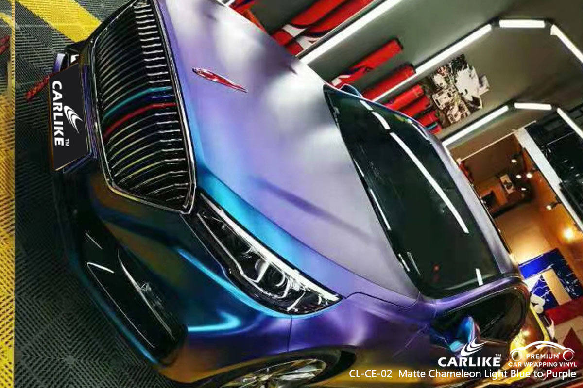 CARLIKE CL-CE-02 Chameleon Light Blue to Purple car wrap vinyl for Hong Qi Sedan