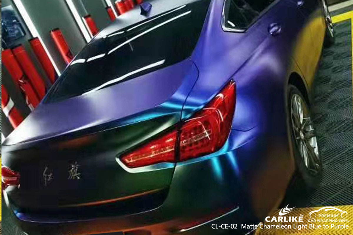 CARLIKE CL-CE-02 Chameleon Light Blue to Purple car wrap vinyl for Hong Qi Sedan