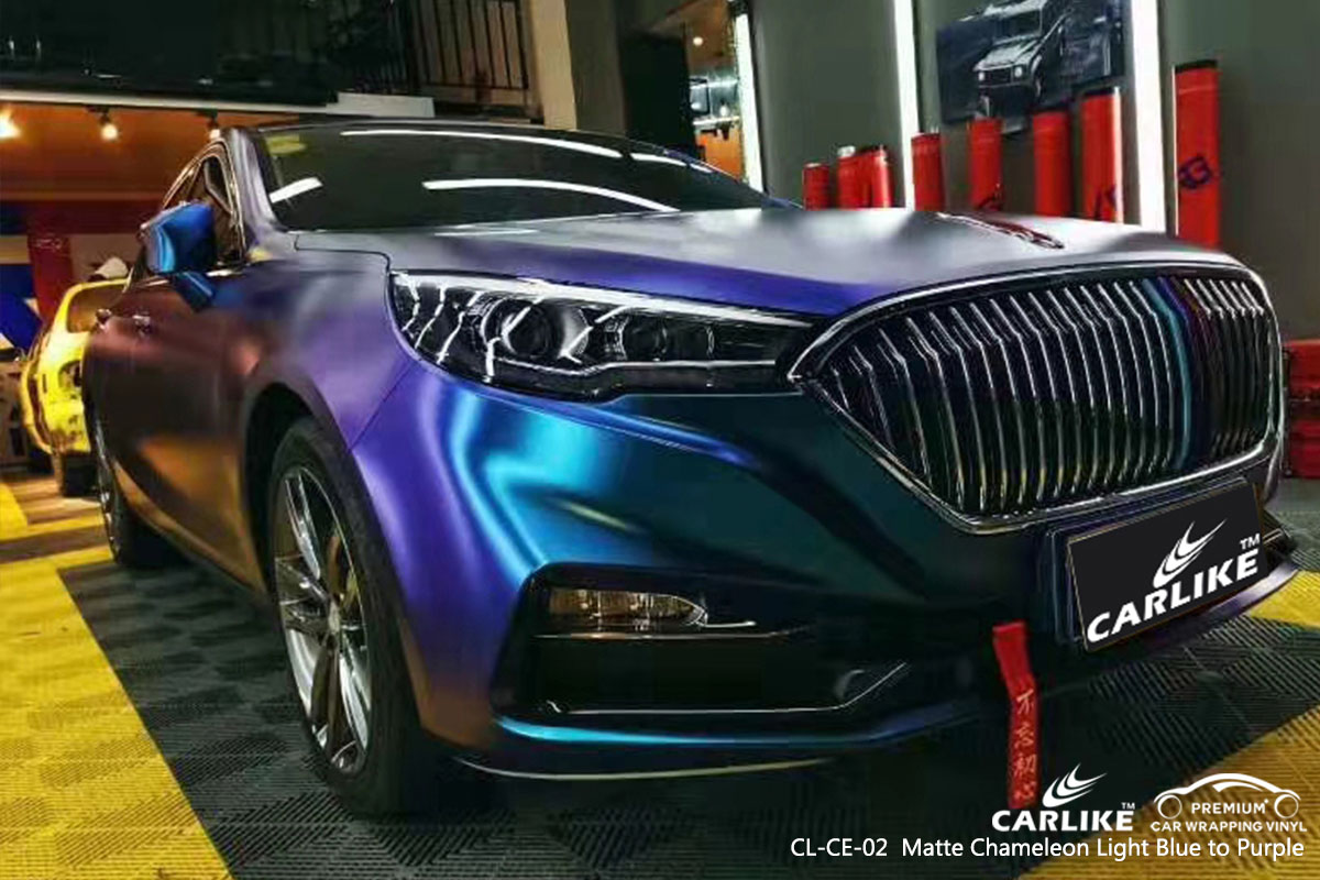 CARLIKE CL-CE-02 Chameleon Light Blue to Purple car wrap vinyl for Hong Qi Sedan