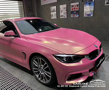 CL-DC-10 الماس الكريستال ماتي الذهب الوردي التفاف السيارة الفينيل لسيارات bmw