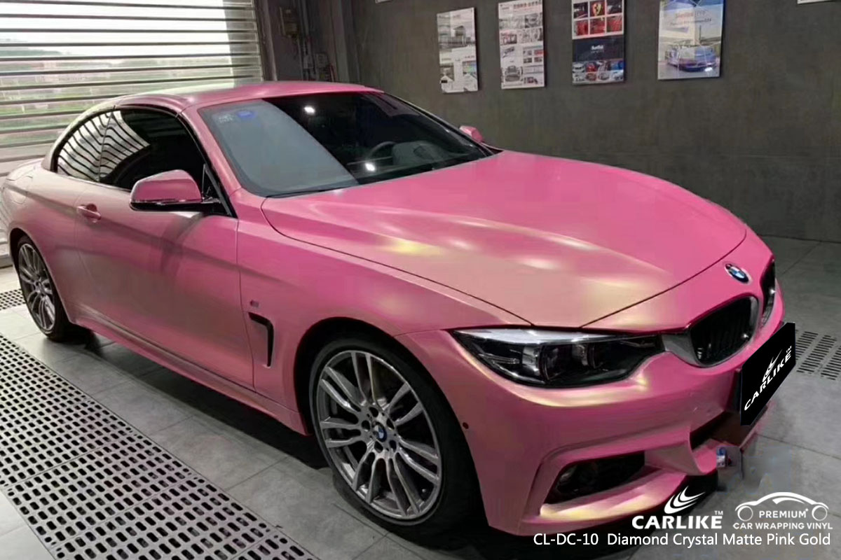 CARLIKE CL-DC-10 Diamond Crystal Matte Pink Gold car wrap vinyl for BMW