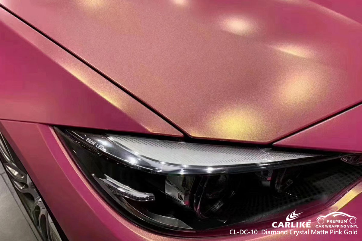CARLIKE CL-DC-10 Diamond Crystal Matte Pink Gold car wrap vinyl for BMW