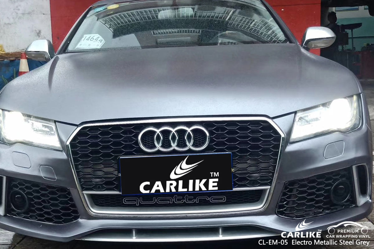 CL-EM-05 MAT ELEKTRİK METAL ÇELIK GRI ARABA WRAP AUDI IÇIN VINIL