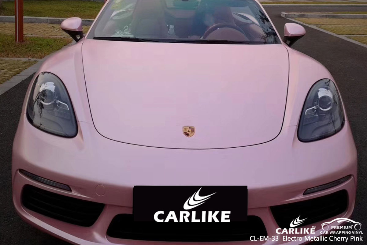 CARLIKE CL-EM-33 Electro Metallic Cherry Pink car wrap vinyl for Porsche