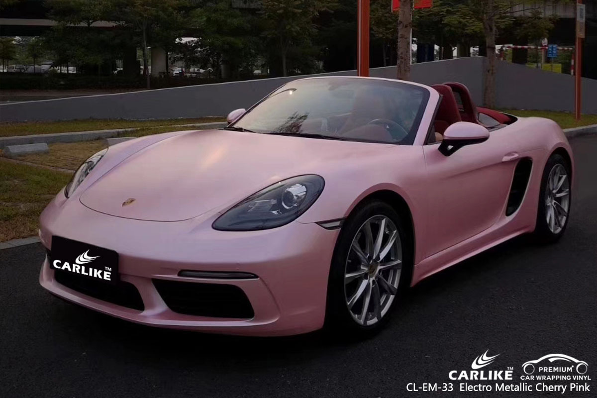 CARLIKE CL-EM-33 Electro Metallic Cherry Pink car wrap vinyl for Porsche