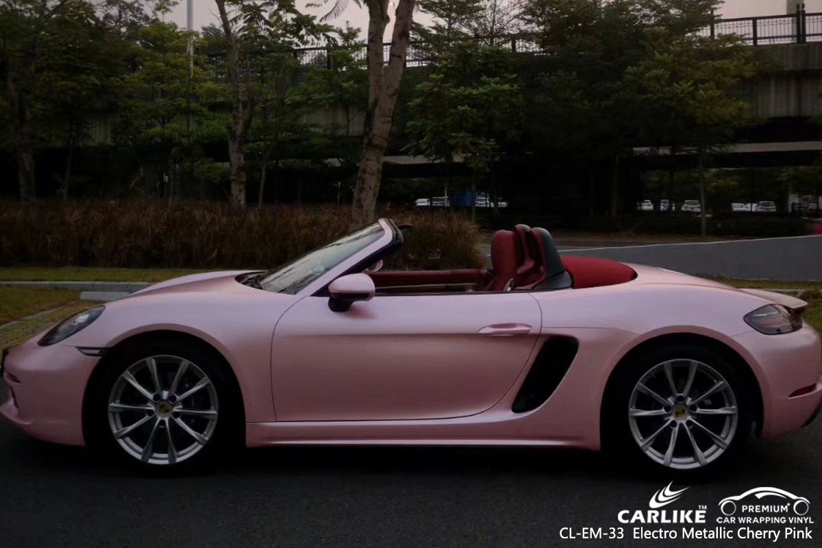 CARLIKE CL-EM-33 Electro Metallic Cherry Pink car wrap vinyl for Porsche