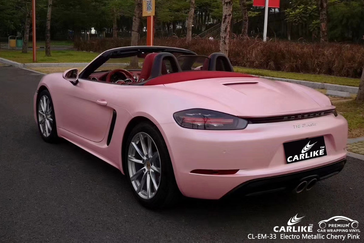 CARLIKE CL-EM-33 Electro Metallic Cherry Pink car wrap vinyl for Porsche