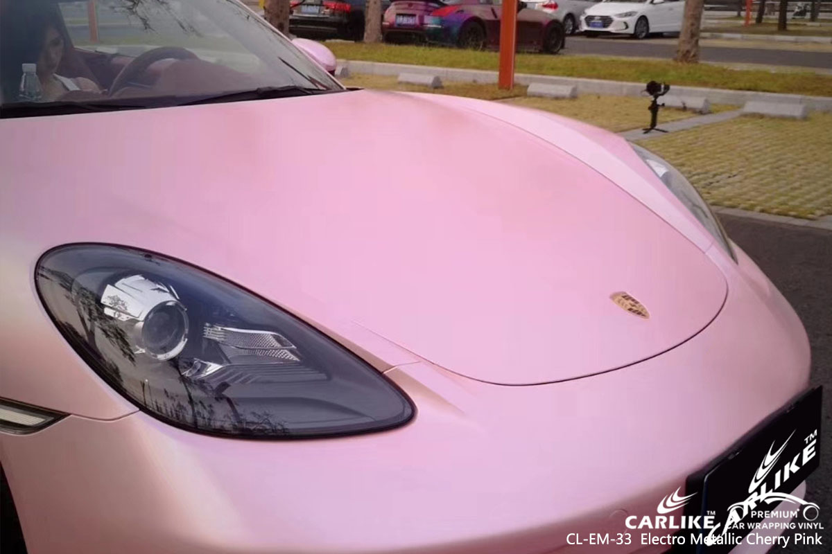 CARLIKE CL-EM-33 Electro Metallic Cherry Pink car wrap vinyl for Porsche