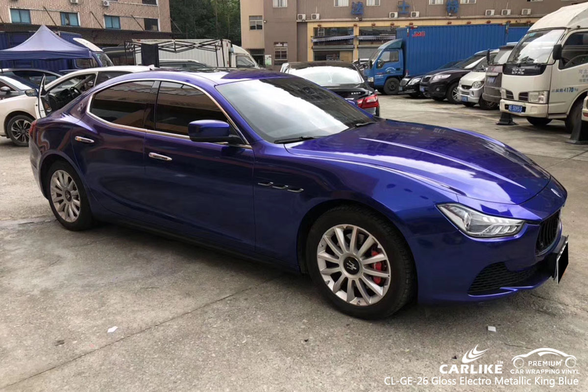 CL-GE-26 PARLAK ELEKTRRO METALİK KRAL MAVİ ARABA WRAP MASERATI İÇİN VINIL