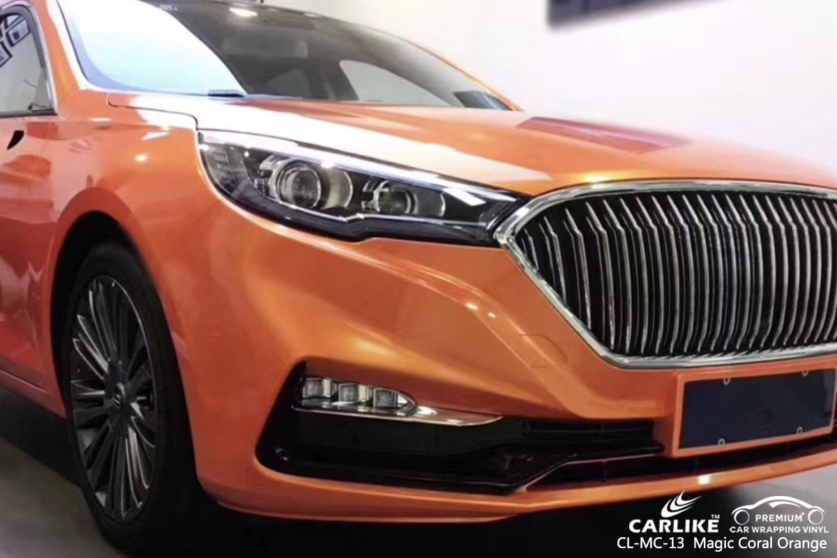 CARLIKE CL-MC-13Magic Coral Orange car wrap vinyl for Hong Qi Sedan